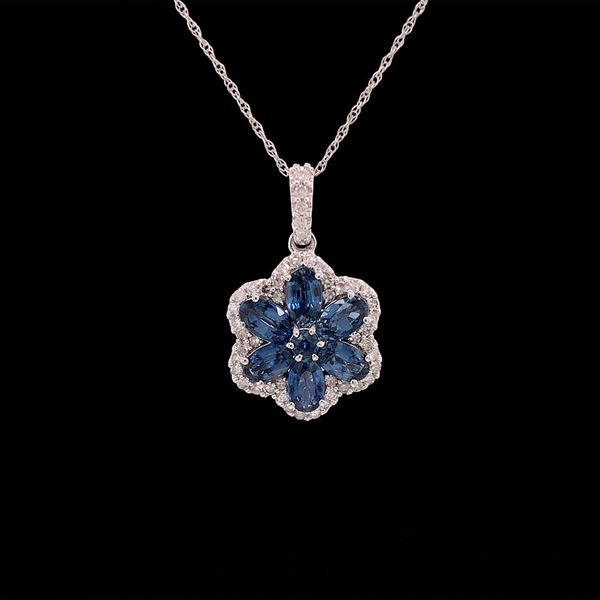 Sapphire And Diamond Flower Pendant Geralds Jewelry Oak Harbor, WA