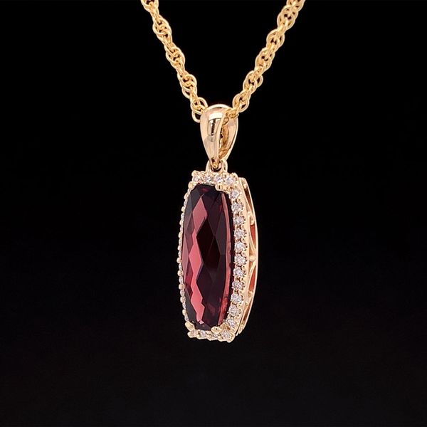 Garnet and Diamond Pendant Image 3 Geralds Jewelry Oak Harbor, WA