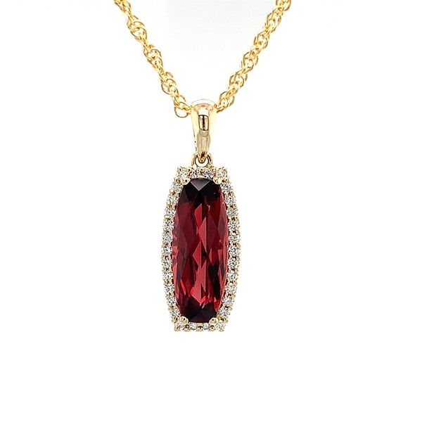 Garnet and Diamond Pendant Image 5 Geralds Jewelry Oak Harbor, WA
