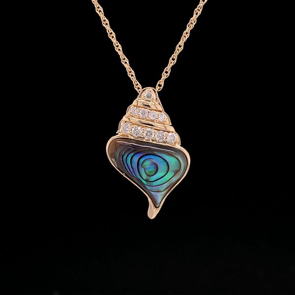 Yellow Gold Abalone And Diamond Conch Shell Pendant Geralds Jewelry Oak Harbor, WA