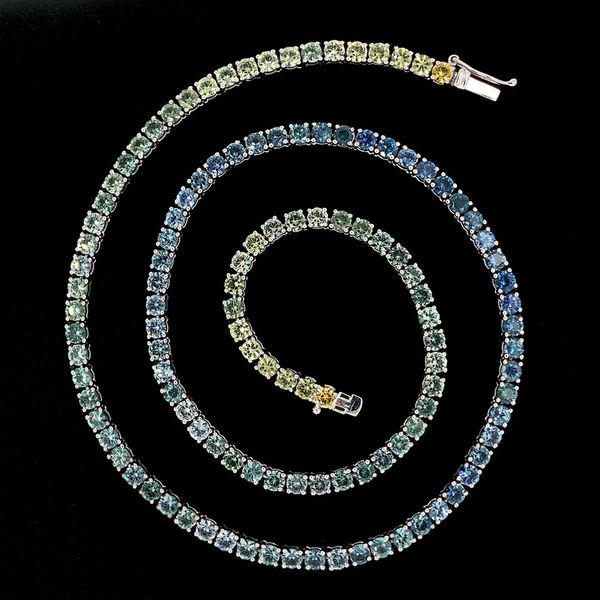 Custom Natural Montana Sapphire Ombre Riviera Necklace Image 3 Geralds Jewelry Oak Harbor, WA