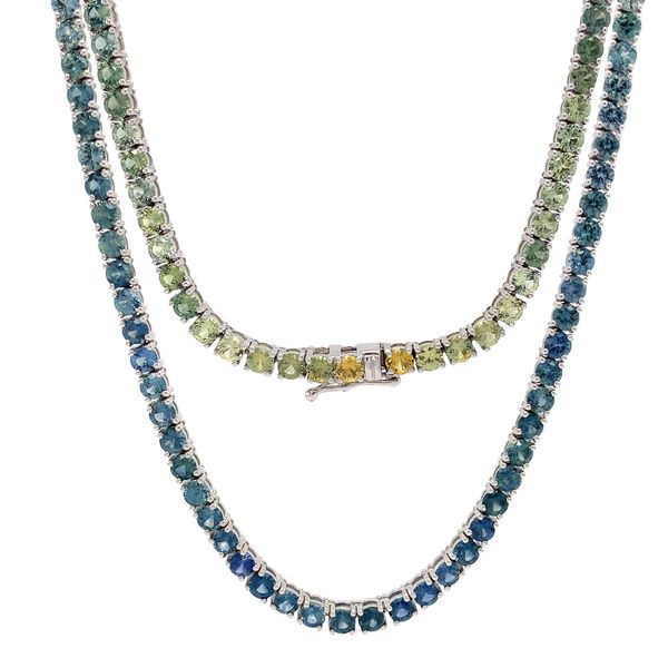 Custom Natural Montana Sapphire Ombre Riviera Necklace Image 4 Geralds Jewelry Oak Harbor, WA