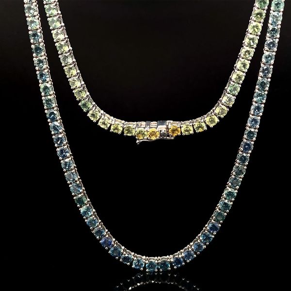 Custom Natural Montana Sapphire Ombre Riviera Necklace Geralds Jewelry Oak Harbor, WA