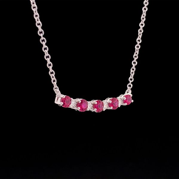 Alternating Ruby And Diamond Nine Stone Necklace Image 3 Geralds Jewelry Oak Harbor, WA