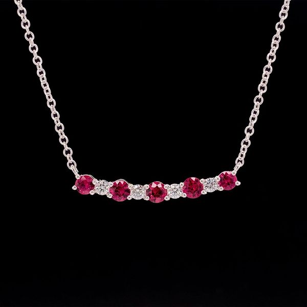 Alternating Ruby And Diamond Nine Stone Necklace Geralds Jewelry Oak Harbor, WA