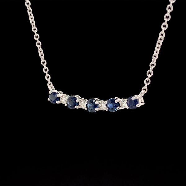 Alternating Sapphire And Diamond Nine Stone Necklace Image 3 Geralds Jewelry Oak Harbor, WA