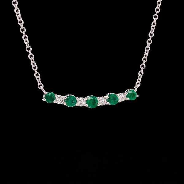 Alternating Emerald And Diamond Nine Stone Necklace Image 2 Geralds Jewelry Oak Harbor, WA