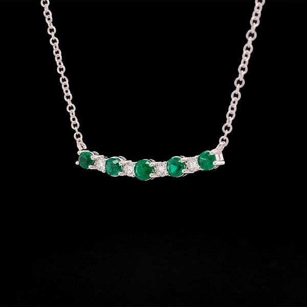 Alternating Emerald And Diamond Nine Stone Necklace Image 3 Geralds Jewelry Oak Harbor, WA