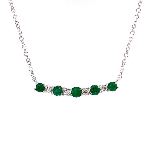 Alternating Emerald And Diamond Nine Stone Necklace Image 4 Geralds Jewelry Oak Harbor, WA