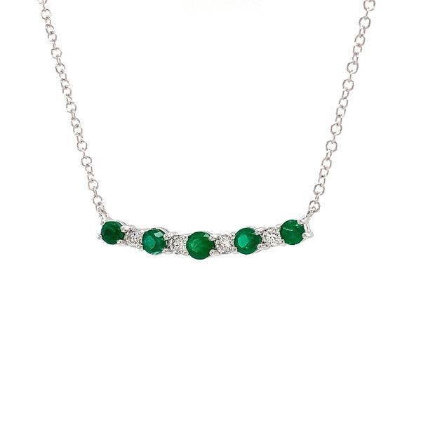 Alternating Emerald And Diamond Nine Stone Necklace Image 5 Geralds Jewelry Oak Harbor, WA