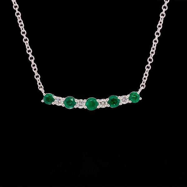 Alternating Emerald And Diamond Nine Stone Necklace Geralds Jewelry Oak Harbor, WA