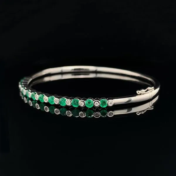 Emerald and Diamond Bangle Bracelet Image 2 Geralds Jewelry Oak Harbor, WA