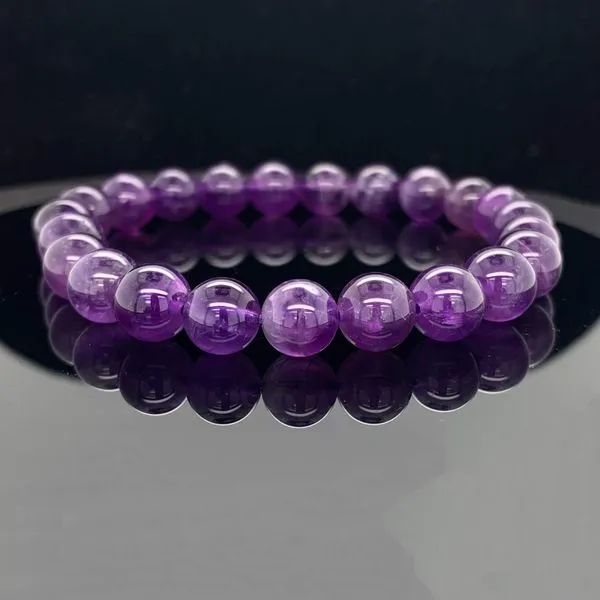 Round Beaded Amethyst Stretch Bracelet Geralds Jewelry Oak Harbor, WA