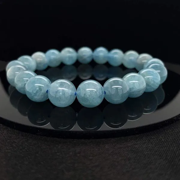 Round Beaded Aquamarine Stretch Bracelet Geralds Jewelry Oak Harbor, WA