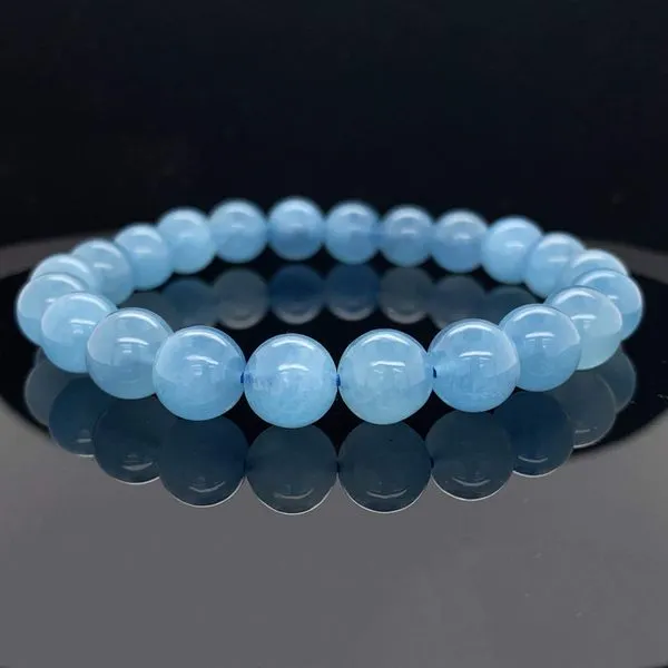 Aquamarine Bead Stretch Bracelet Geralds Jewelry Oak Harbor, WA