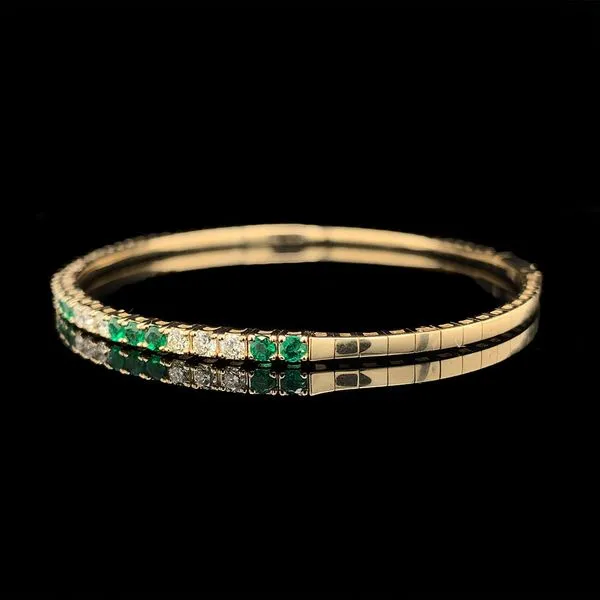 Natural Emerald And Diamond Flex Bangle Bracelet Image 2 Geralds Jewelry Oak Harbor, WA