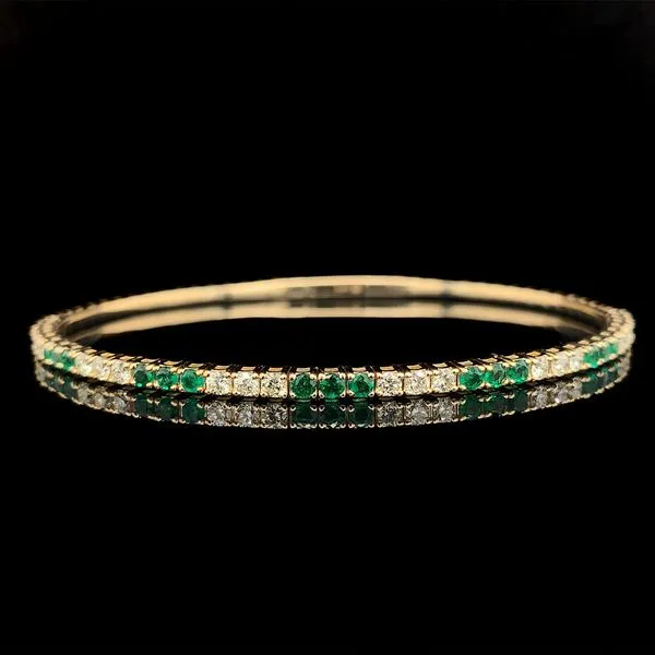 Natural Emerald And Diamond Flex Bangle Bracelet Geralds Jewelry Oak Harbor, WA
