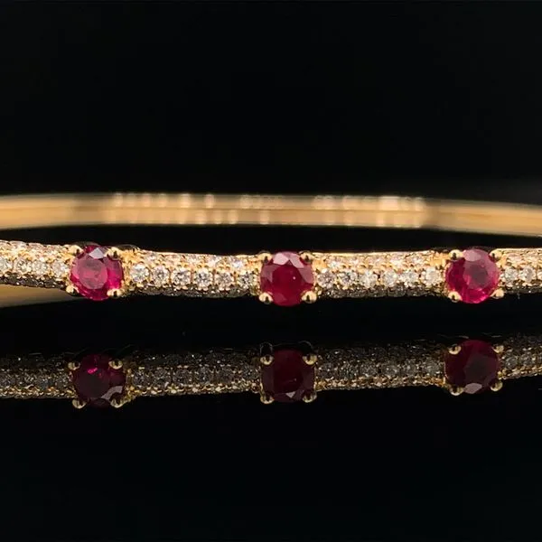 Natural Ruby And Diamond Hinged Bangle Bracelet Image 2 Geralds Jewelry Oak Harbor, WA