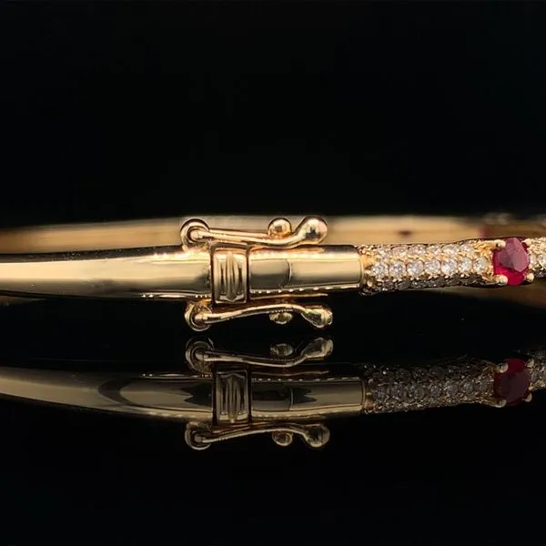 Natural Ruby And Diamond Hinged Bangle Bracelet Image 3 Geralds Jewelry Oak Harbor, WA