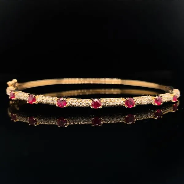 Natural Ruby And Diamond Hinged Bangle Bracelet Geralds Jewelry Oak Harbor, WA