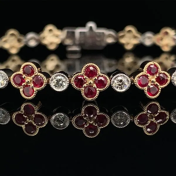 Ruby And Diamond Two Tone Tennis Bracelet Image 2 Geralds Jewelry Oak Harbor, WA