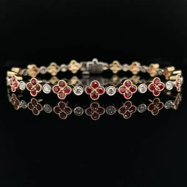 Ruby And Diamond Two Tone Tennis Bracelet Geralds Jewelry Oak Harbor, WA