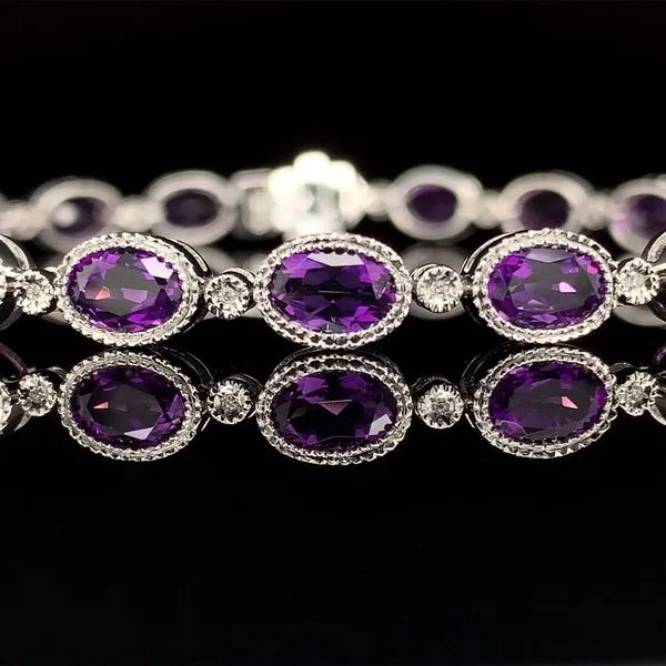 Alternating Amethyst And Diamond Bracelet Image 2 Geralds Jewelry Oak Harbor, WA