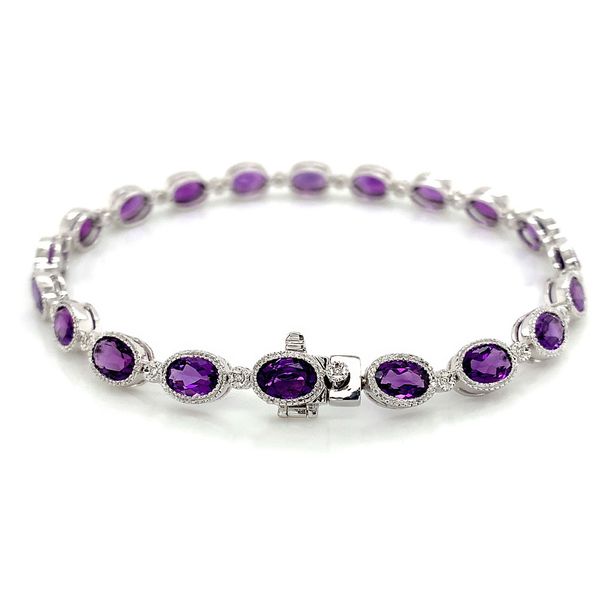 Alternating Amethyst And Diamond Bracelet Image 4 Geralds Jewelry Oak Harbor, WA