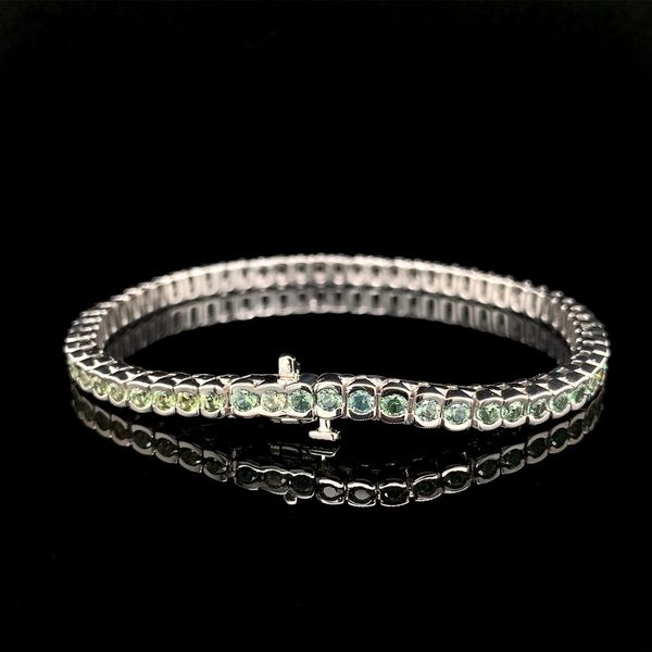 Green Montana Sapphire Tennis Bracelet, 4.77ctw Image 2 Geralds Jewelry Oak Harbor, WA