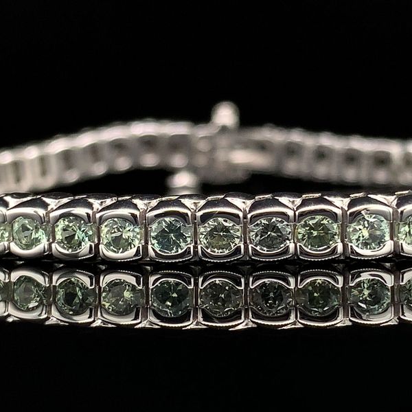Green Montana Sapphire Tennis Bracelet, 4.77ctw Image 3 Geralds Jewelry Oak Harbor, WA