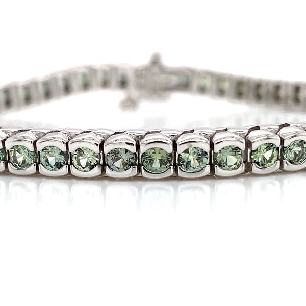 Green Montana Sapphire Tennis Bracelet, 4.77ctw Image 5 Geralds Jewelry Oak Harbor, WA