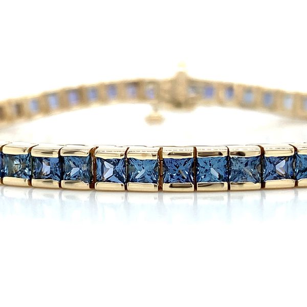 Princess Cut Yogo Sapphire Tennis Bracelet, 7.97ctw Image 5 Geralds Jewelry Oak Harbor, WA