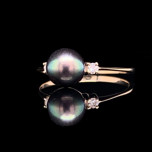 Dyed Peacock Freshwater Pearl And Diamond Ring Image 2 Geralds Jewelry Oak Harbor, WA