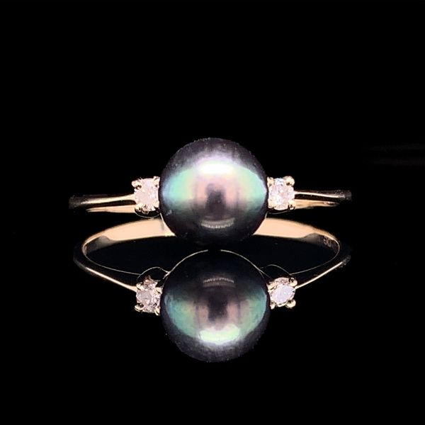 Dyed Peacock Freshwater Pearl And Diamond Ring Geralds Jewelry Oak Harbor, WA