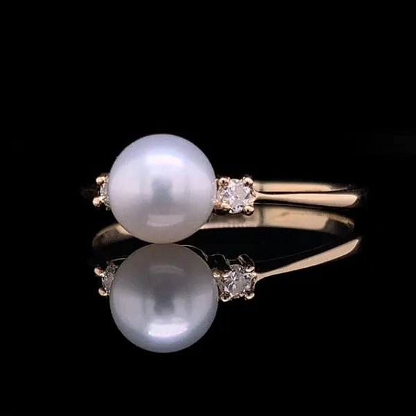 Freshwater Cultured Pearl and Diamond  Ring Image 2 Geralds Jewelry Oak Harbor, WA