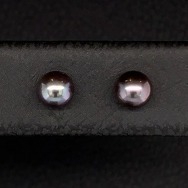 4Mm Black Cultured Pearl Stud Earrings Image 2 Geralds Jewelry Oak Harbor, WA