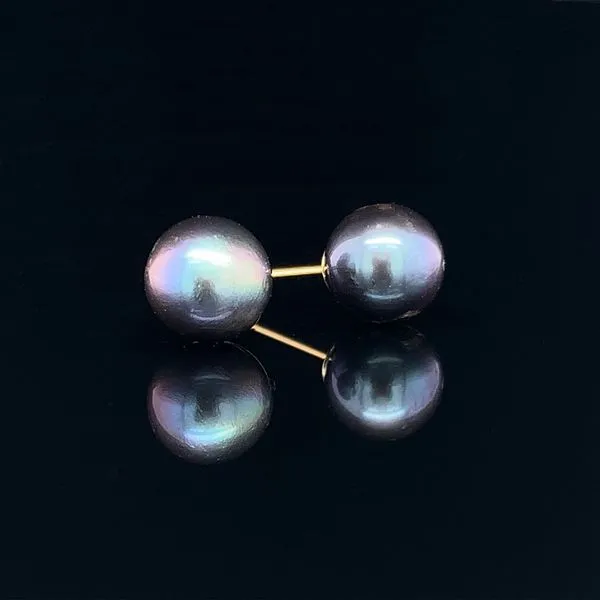 6mm-6.9mm Dyed Peacock Cultured Pearl Stud Earrings Geralds Jewelry Oak Harbor, WA