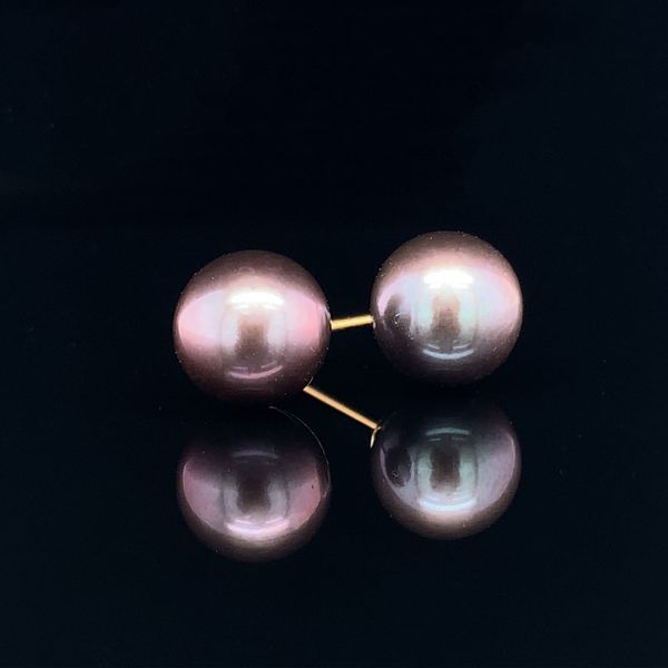 7mm-7.9mm Dyed Peacock Cultured Pearl Stud Earrings Geralds Jewelry Oak Harbor, WA