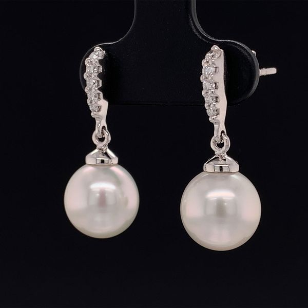 South Sea Pearl And Diamond Earrings Image 2 Geralds Jewelry Oak Harbor, WA