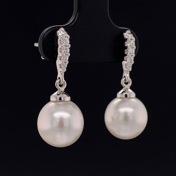South Sea Pearl And Diamond Earrings Image 3 Geralds Jewelry Oak Harbor, WA