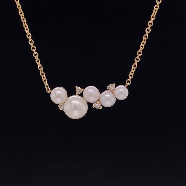 Pearl and Diamond Cluster Necklace Geralds Jewelry Oak Harbor, WA