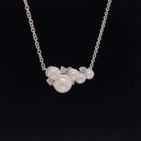 Pearl and Diamond Cluster Necklace Image 3 Geralds Jewelry Oak Harbor, WA
