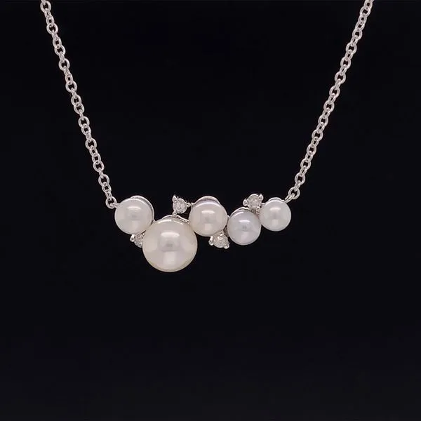 Pearl and Diamond Cluster Necklace Geralds Jewelry Oak Harbor, WA