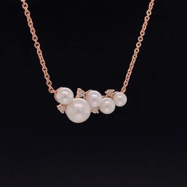 Pearl and Diamond Cluster Necklace Image 3 Geralds Jewelry Oak Harbor, WA
