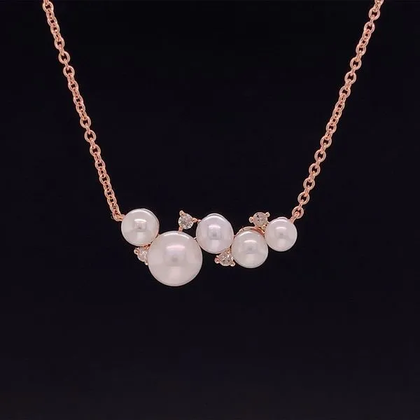 Pearl and Diamond Cluster Necklace Geralds Jewelry Oak Harbor, WA