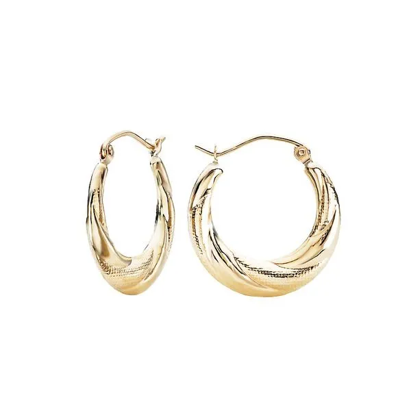 Yellow Gold Rope Hoop Earrings Image 3 Geralds Jewelry Oak Harbor, WA