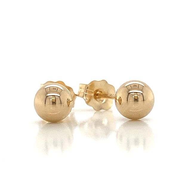 14K Yellow Gold Polished 5Mm Ball Earrings Image 2 Geralds Jewelry Oak Harbor, WA
