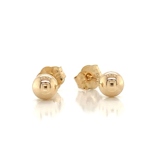 14K Yellow Gold Polished 4Mm Ball Earrings Image 2 Geralds Jewelry Oak Harbor, WA