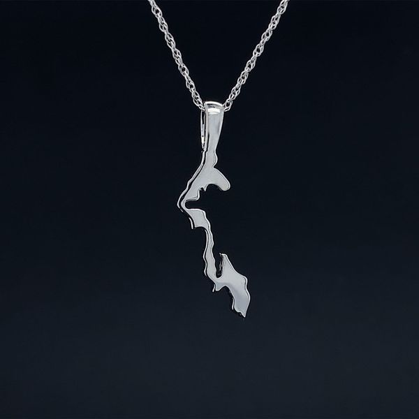 Custom Designed Petite Whidbey Island Pendant in White Gold Geralds Jewelry Oak Harbor, WA