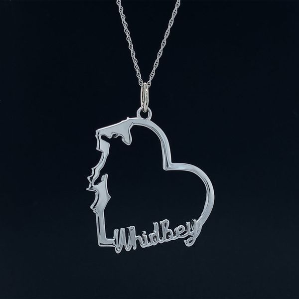 Custom Whidbey Island Heart Pendant in White Gold Geralds Jewelry Oak Harbor, WA